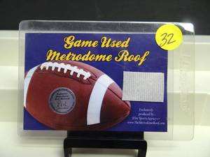 lot 32 image: RARE - THE METRODOME (MINNESOTA VIKINGS ROOF MATERIAL PATCH CARD)