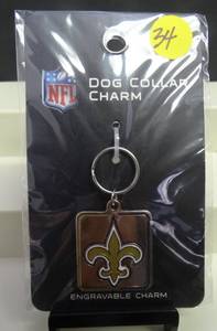 lot 34 image: OFFICIAL NFL LICENSED NEW ORLEANS SAINTS DOG COLLAR CHAIN OR KEYCHAIN