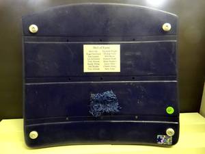 lot 69 image: RARE COLLECTIBLE - THE COWBOY HOUSE - ORIGINAL TEXAS STADIUM SEAT AND GAME USED TURF (BLUE STAR) WITH DALLAS COWBOYS HALL OF FAME PLAQUE - WCOA