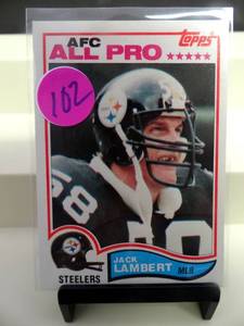 lot 102 image: 1982 Topps #213 Jack Lambert All Pro Football card Pittsburgh Steelers HOF
