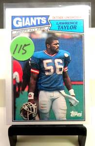 lot 115 image: 1987 Topps football Card 26 Lawrence Taylor LT New York Giants OLB  - NM