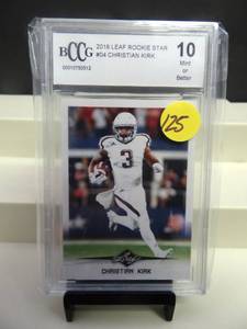 lot 125 image: GRADED GEM MINT 10 - 2018 LEAF ROOKIE STAR CHRISTIAN KIRK - BCCG GRADE 10 MINT OB - ARIZONA CARDINALS