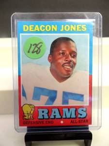 lot 128 image: DEACON JONES 1971 TOPPS FOOTBALL ORIGINAL CARD #209 NM - RAMS - Hall of Fame