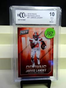 lot 142 image: GRADED GEM MINT 10 - 2018 Panini - JARVIS LANDRY - MJH Exclusive #11 - CLEVELAND BROWNS BCCG BGS 10