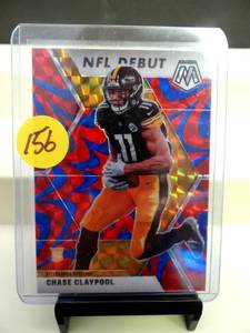 lot 156 image: ROOKIE CARD - 2020 Panini Mosaic Chase Claypool Rookie Debut Blue Reactive RC Steelers 278 $$$