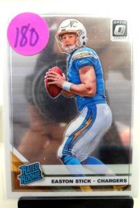 lot 180 image: ROOKIE CARD -  EASTON STICK 2019 OPTIC RATED ROOKIE CARD #189 RC Chargers