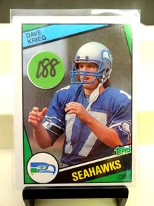 lot 188 image: VINTAGE 1984 Topps Dave Kreig Seahawks #195 NFL Football - NM