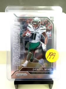 lot 199 image: ROOKIE CARD - 2020 Panini Prizm DENZEL MIMS RC Emergent Rookie Insert Jets MINT