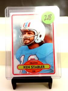 lot 218 image: VINTAGE 1980 Topps #65 Ken Stabler Football Card Houston Oilers HOF