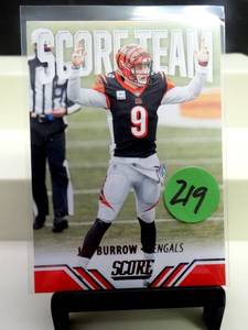 lot 219 image: HOT ROOKIE CARD - Joe Burrow 2021 Panini Score Insert SCORETEAM #ST8 Cincinnati Bengals QB