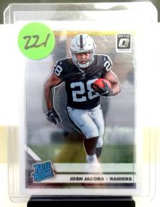 lot 221 image: HOT ROOKIE CARD $$$ - 2019 Donruss Optic Football #158 Josh Jacobs Rated Rookie RC