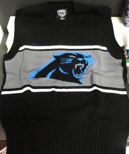 lot 282 image: UTS CAROLINA PANTHERS SWEATER VEST - SIZE MEDIUM - NEW W TAGS