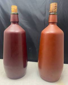 lot 49 image: Vintage J.M. DaFonseca Wine Bottles woriginal Corks Azeitaa Portugal Brown & Red