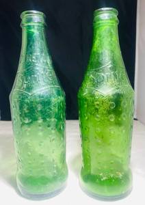 lot 61 image: 2 Vintage Green Sprite Bottles wdimples and wno Deposit