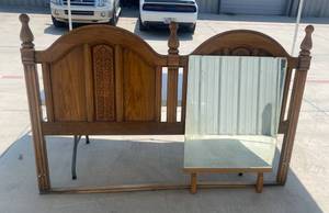 lot 81 image: Vintage Headboard and Dresser Mirror