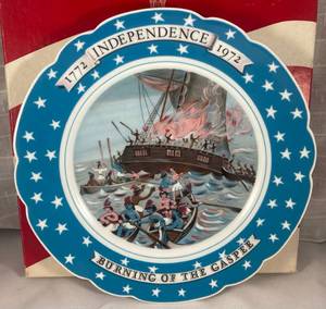lot 133 image: 1772 The Burning of the Gaspee Collectors Plate Howland Limoges France