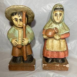 lot 141 image: Ethan Allan Statue of a man and a woman 1967 (RARE)