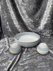 lot 193 image: Nortake Stoneware Serving bowl and Salt and Pepper Shakers