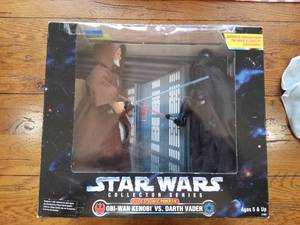 lot 121 image: Star Wars - Obi-Wan Kenobi vs. Darth Vader action figures