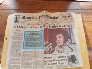 lot 25 image: Elvis Presley newspaper of death