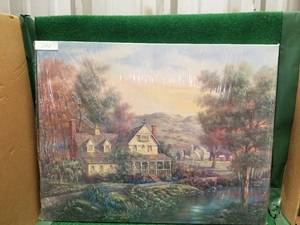 lot 202 image: Oak tree Country Canvas transfers by Carl Valente
