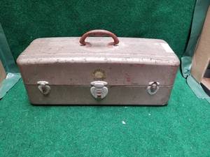 lot 240 image: Vintage tackle box with tube parts
