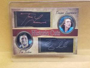 lot 189 image: Trevor Lawrence and Tim Tebow historical cut football cards
