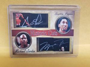 lot 211 image: Michael Jordan and Scottie Pippen Historic Cuts basketball cards