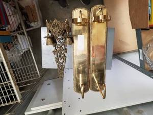 lot 324 image: Brass hanging candlestick holders