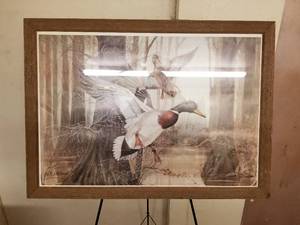lot 279 image: Framed Mallards in flight print