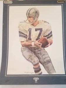 lot 136 image: Merv Corning signed print of Don Meredith - Dallas Cowboys