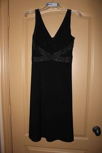 lot 32 image: Jessica Howard Size 13 Petite Black Dress with Beaded Trim