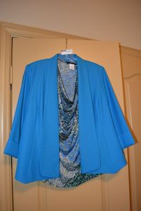 lot 59 image: Jennie & Marlis Scope Neck Sleeveless Blouse, Kasper Suit Jacket Size 10 Blue Color