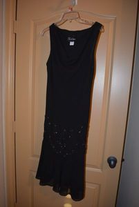 lot 66 image: S.L. Fashions Black Dress with Jeweled Accents on the Skirt Size 10