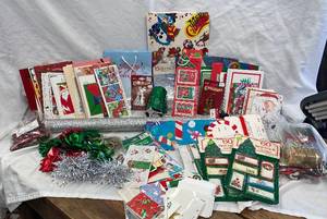lot 736 image: Christmas wrap, cards, gift tags and gift bags