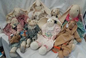 lot 627 image: Rag rabbit dolls