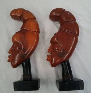 lot 669 image: 2 Solid Wood African-look Free-standing Decorations