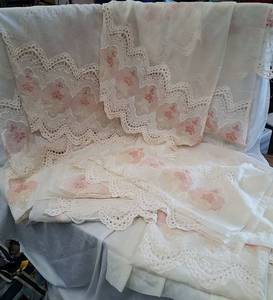 lot 695 image: Embroidered Sheer Curtains