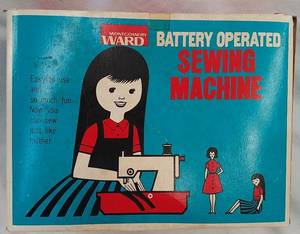 lot 714 image: Montgomery Ward Vintage toy Sewing Machine in original box