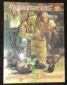 lot 1 image: Remington UMC sporting arms & ammunition reproduction promotional tin sign