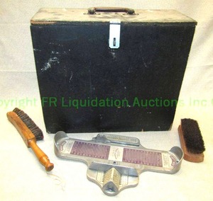 lot 34 image: Brannock device shoe sizer, Kiwi shoe shine brush, and more as shown
