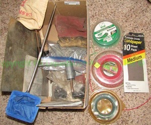 lot 43 image: Weed eater line, and assorted hardware plus as shown