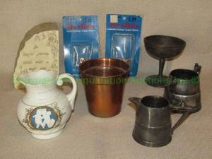 lot 217 image: Vintage silver plate dishes and ceramics plus copper planter and more