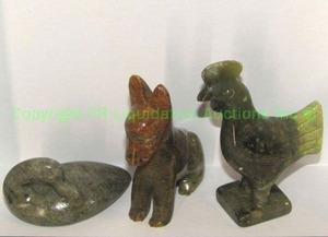 lot 221 image: Soap stone hand carved figures made in Brazil