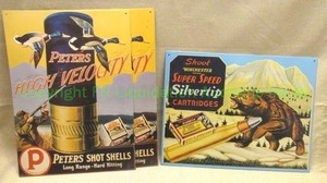 lot 73 image: Winchester & Peters (2 count) ammunition promotional tin signs