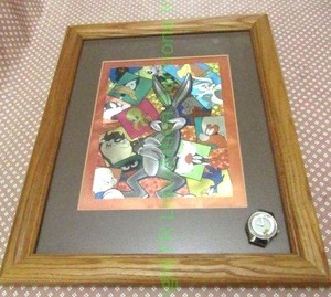 lot 208 image: Looney Tunes Bugs Bunny foil print framed and Warner Bros. Tweety bird watch without bands