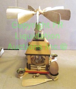 lot 194 image: Wood crafted candle wind mill