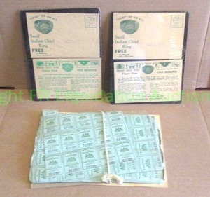lot 246 image: Vintage Grit publishing company Indian ring promotional cards and Commonwealth of Pennsylvanis registry stamps