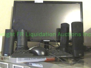 lot 262 image: Computer hardware including Samsung monitor, keyboard, mouse, speakers