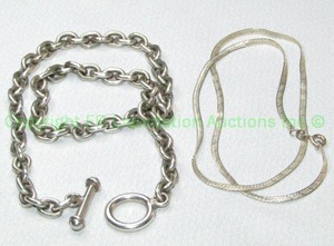 lot 304 image: .925 silver chain and fishbone necklace
